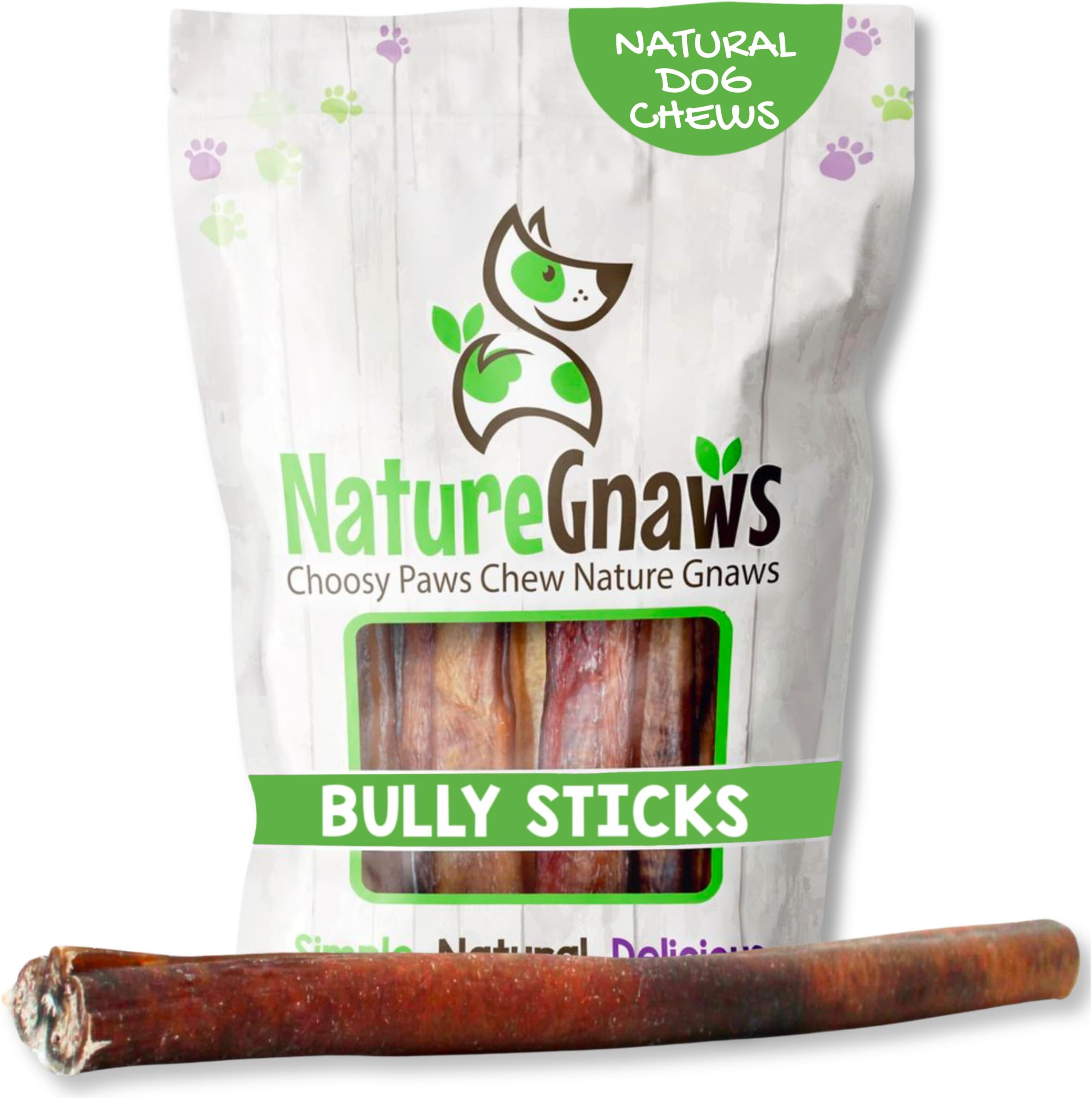 Nature Gnaws Extra Large Bully Sticks for Dogs - Premium Natural Beef Dental Bones - Thick Long Lasting Dog Chew Treats for Aggressive Chewers - Rawhide Free 6 Count (Pack of 1)