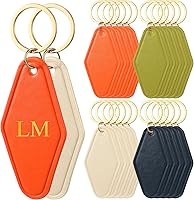 RattanView 20-Pack DIY Leather Keychains - Sublimation Blank Motel Hotel Tags, Vintage Personalized Luggage Key Fobs for Crafts