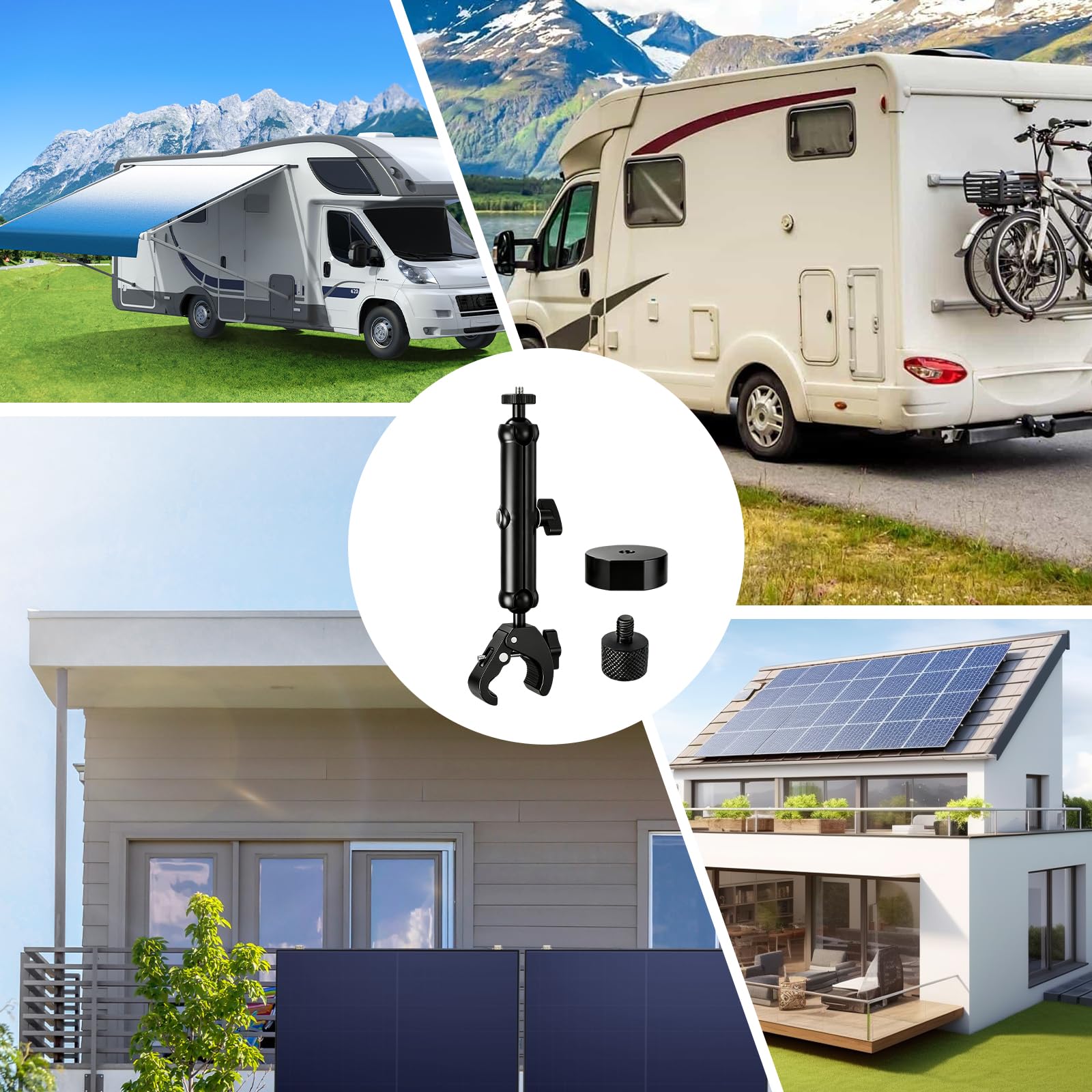 Starlink 2025 - Mini supporto per treppiede, asta in alluminio, con filettatura da 1/4" "-20 e 3/8" "-16, supporto portatile regolabile a 360°, Starlink Mini accessori per campeggio, balcone, camper