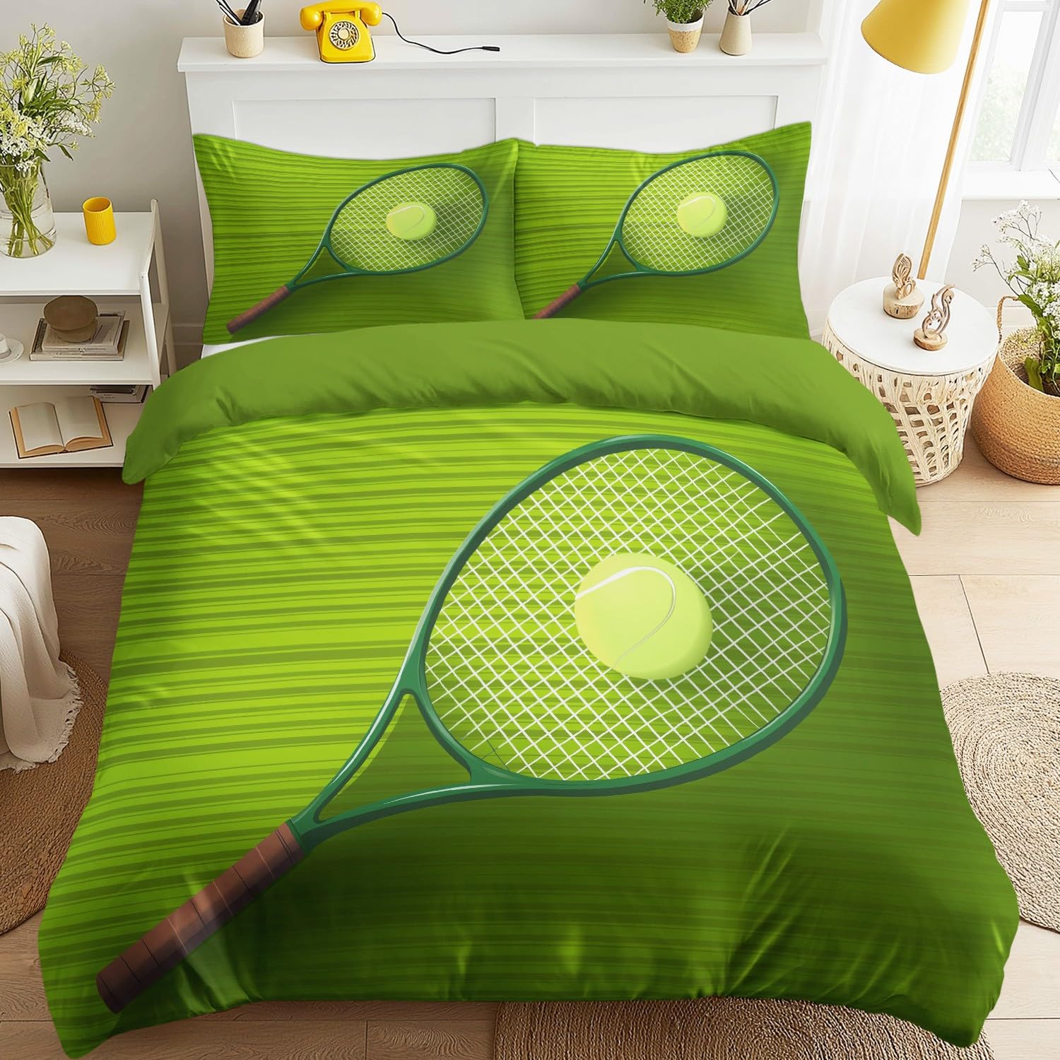 Housse de couette tennis 220x200 pour literie facile à laver et sans repassage
