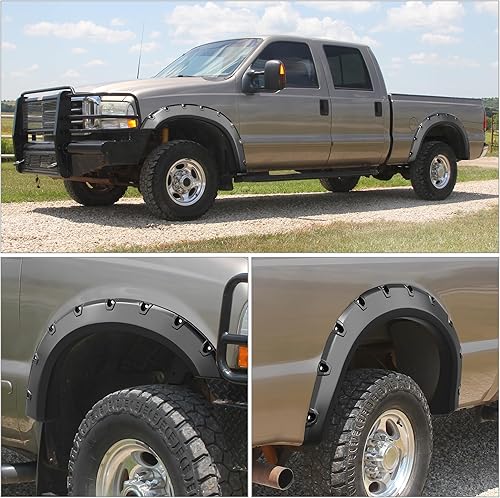 Miniatura 8 de LEDKINGDOMUS Kit de guardabarros compatible con Ford F-250  F-350  F-450 Super Duty 1999-2007, material Dura-Flex con protección UV, acabado negro