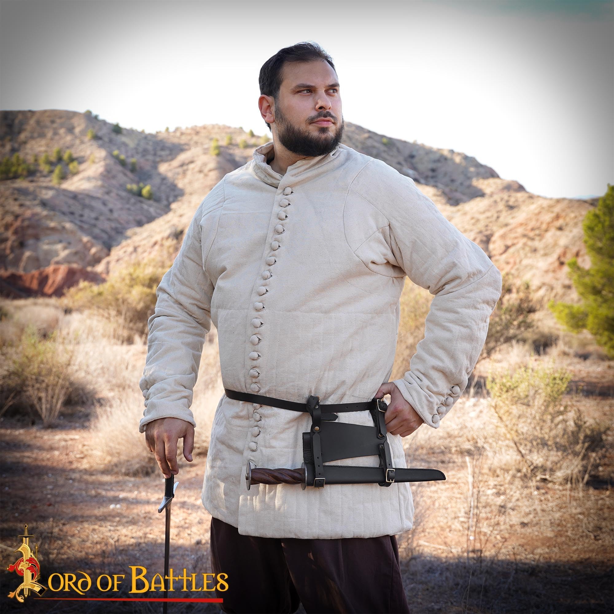Medieval Gambeson Real Armor Abrigo acolchado grueso lona algodón tres capas
