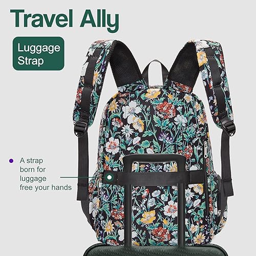 Miniatura 6 de FOKDUVB Mochila para laptop para mujer, grande, de viaje, universidad, casual, bolsa de noche, B Flor Verde, Mochilas informales