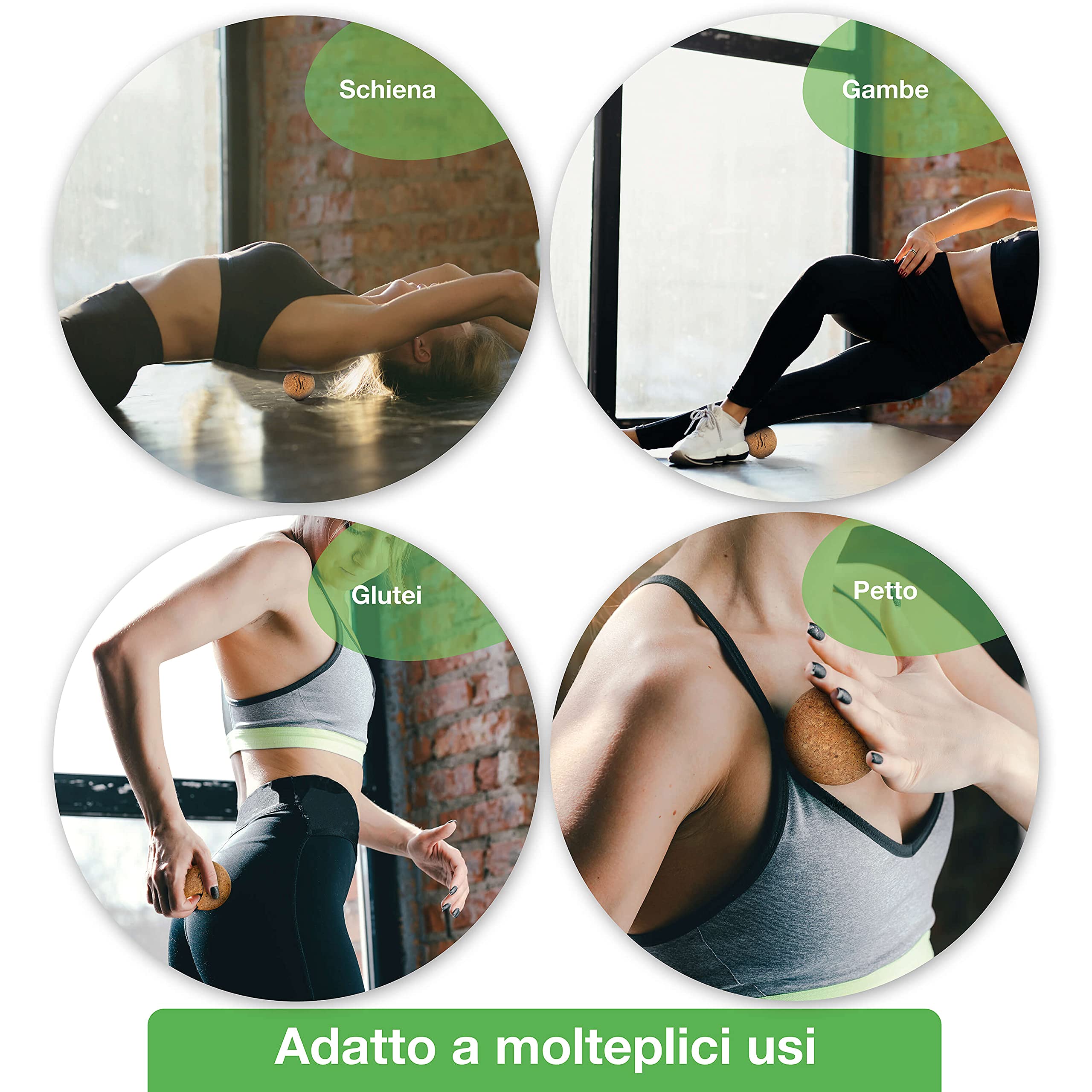 BACKLAxx ® Pallina Massaggio Palla miofasciale Sughero 5cm e 7cm – Palla Massaggio Trigger Muscolare per Massage Palla Yoga Trigger Point Ball Pallina Massaggio Piede Pallina Miofasciale