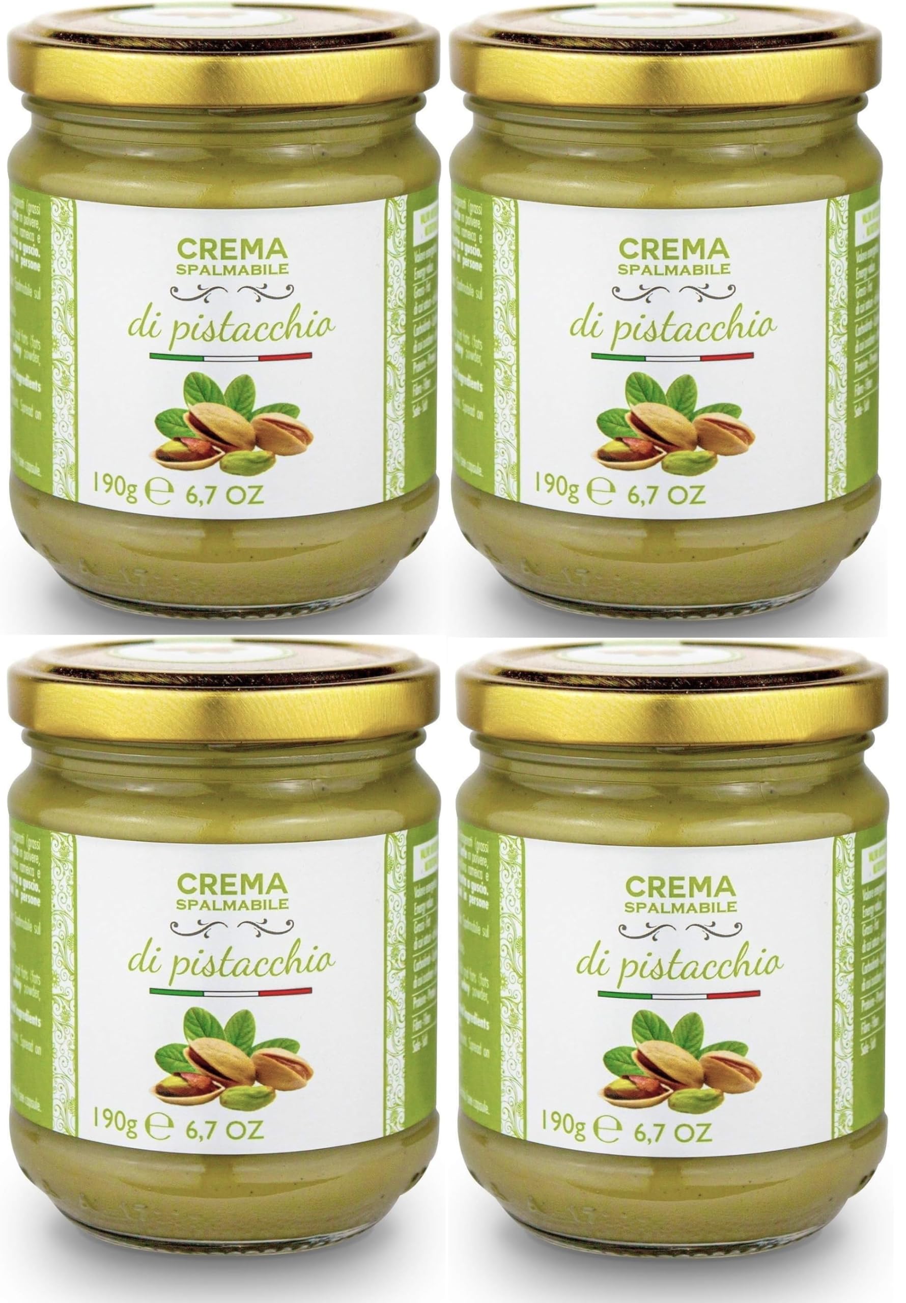 4 Stück Brontedolci - Pistaziencreme mit 40% Pistazien - Aus Sizilien (Ätna) - 4x 190g