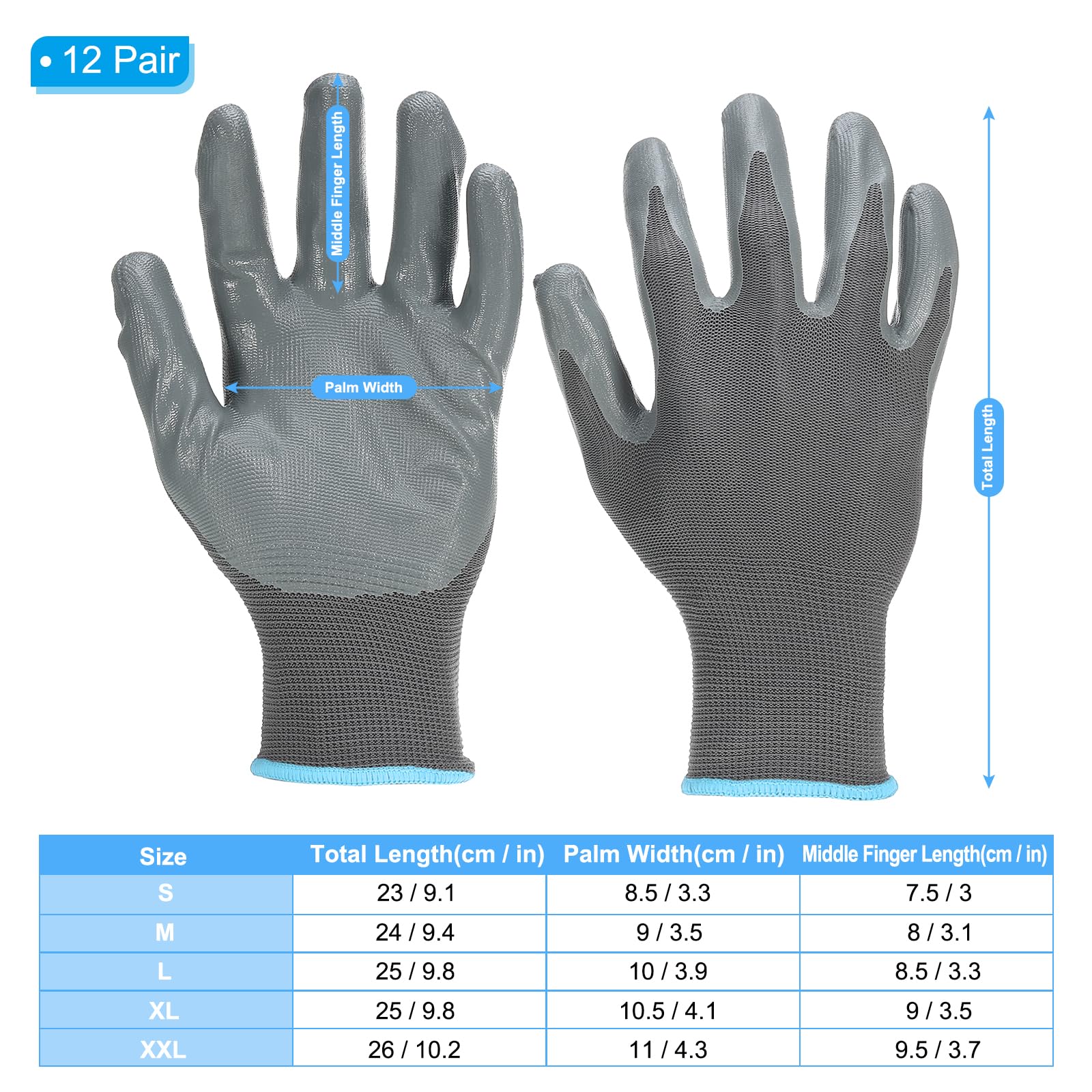 PATIKIL Safety Work Gloves Nitrile Coated - Image 2