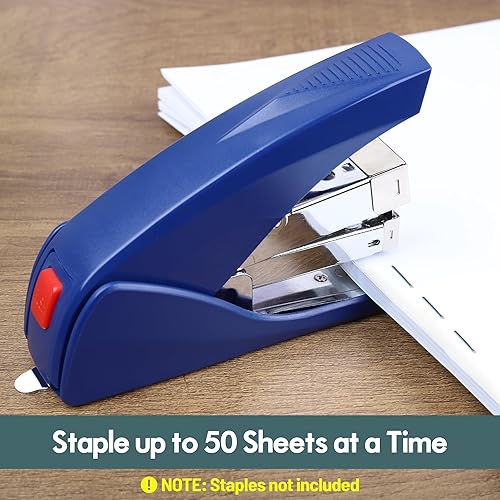 Miniatura 3 de AFMAT Engrapadora sin esfuerzo para escritorio, capacidad de 50 hojas, baja fuerza, removedor de grapas integrado, engrapadora de escritorio con un