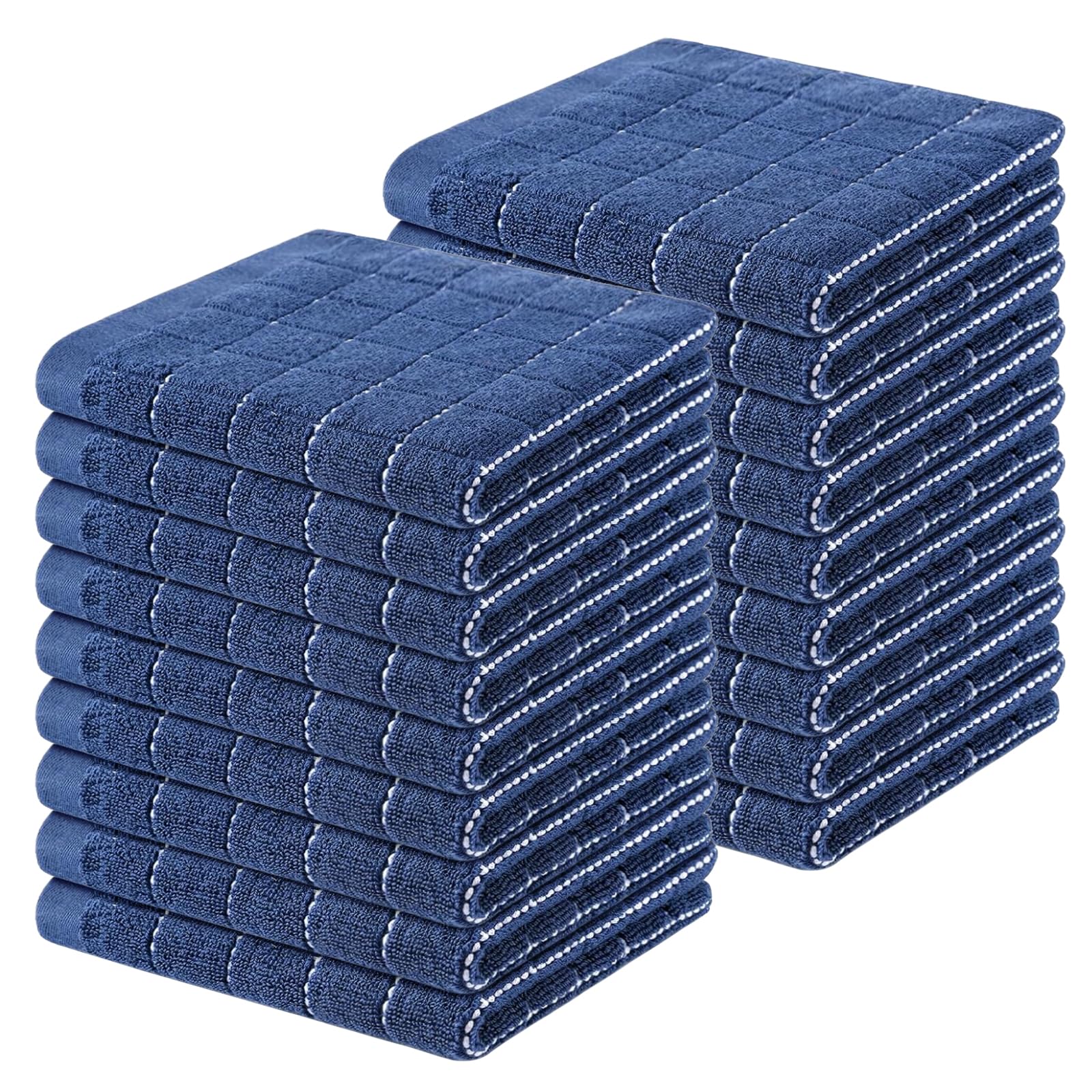Homaxy 100% Cotton Terry Kitchen Dish Cloths, 18 Pack, Navy Blue | Ultra Soft and Absorbent, Suitable for Drying and Washing Dishes