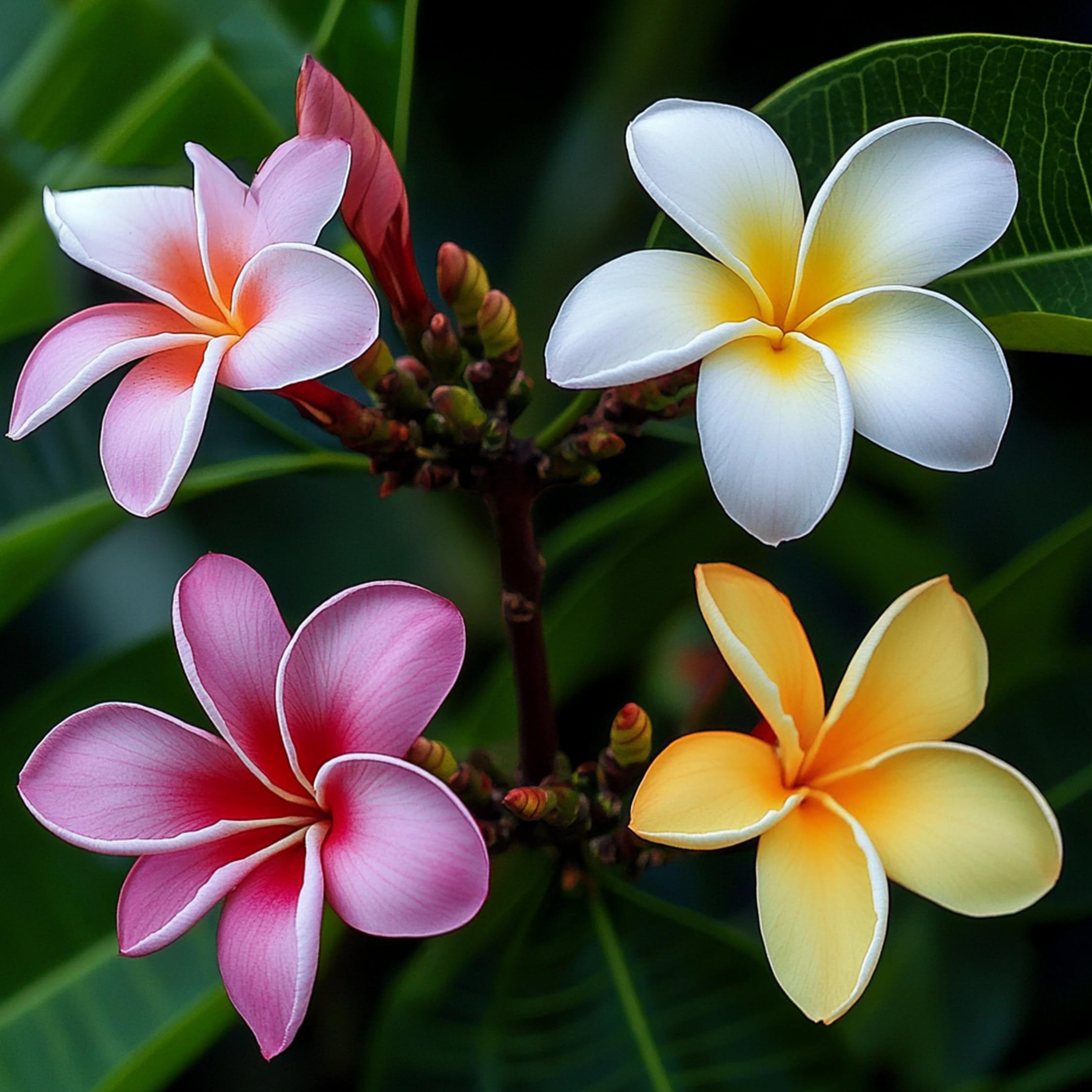 Plant in a Box - Plumeria Hawaiiana Frangipani - Planta Tropical de Interior Ornamental - Maceta 17 cm - Altura 45-55 cm - Futura Floración Aromática