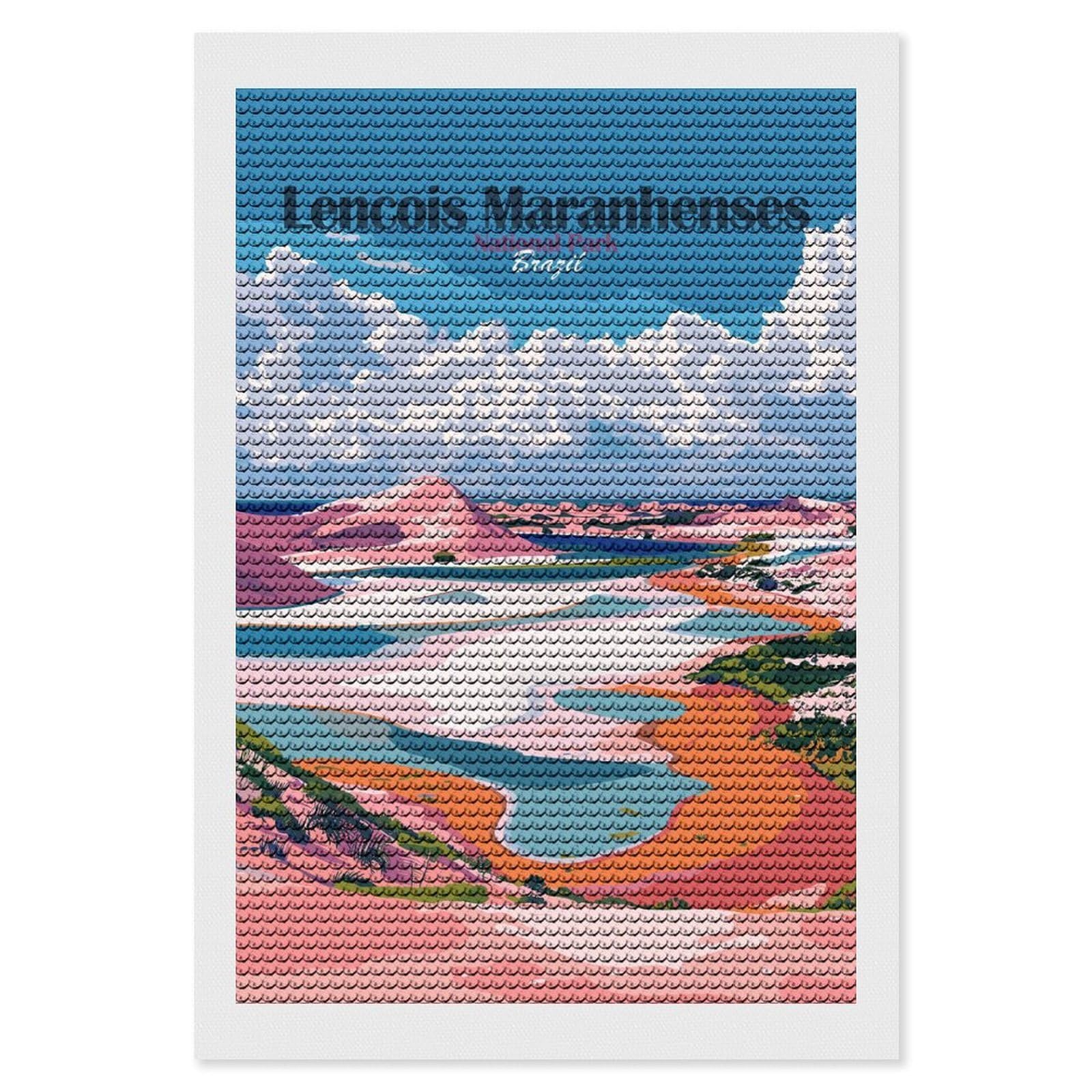 Junmoney Lençóis Maranhenses National Park Brazil DIY Diamond Art Canvas Kit 8"x12", Farmhouse Decor, Vintage Style Decor, Handmade Wall Decor, Canvas Picture