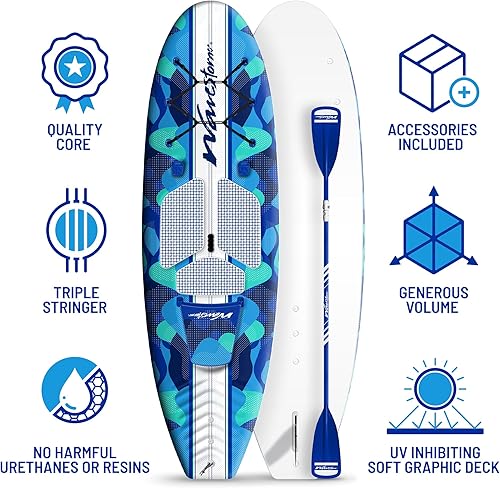 Miniatura 4 de WAVESTORM SUP Kayak híbrido de 9 pies y 6 pies, espuma de remo, SUP suave para adultos y niños de todos los niveles de kayak remo, azul