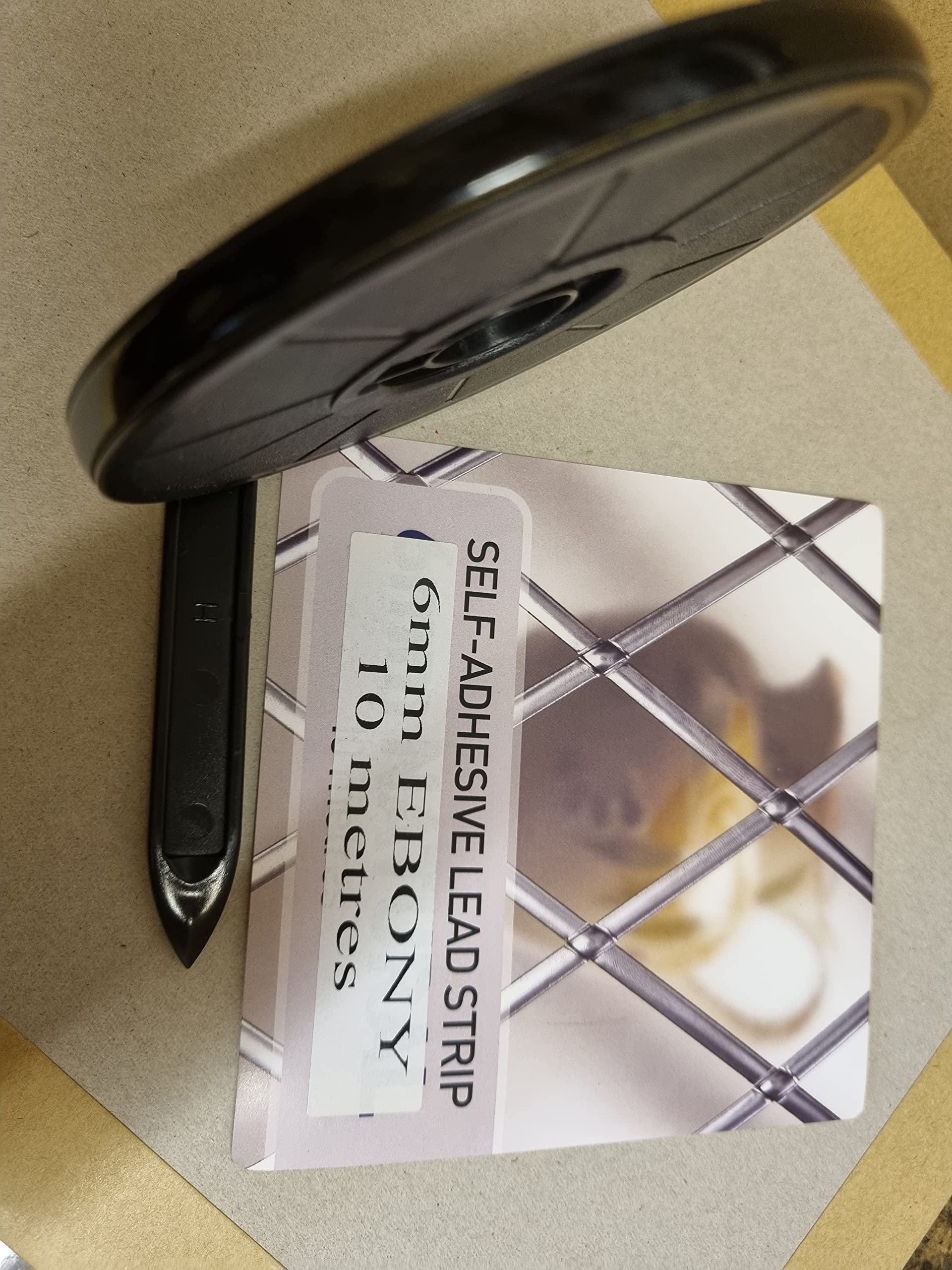 Decorative window lead kit, Ebony colour lead to create window designs. DIY leaded window kit. (6mm (10m))