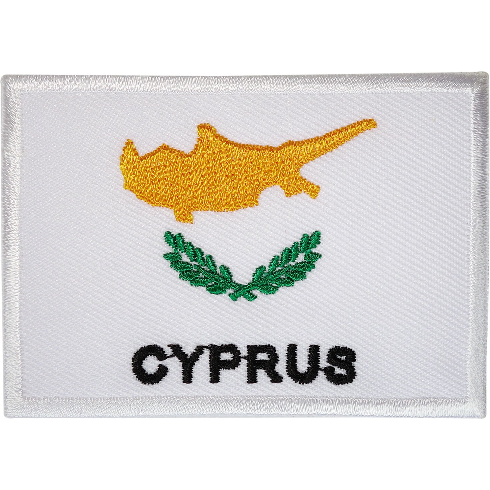 Ellu White Cyprus Flag Patch Cypriot Embroidered Badge Iron Sew On Clothes Jacket Shirt Bag