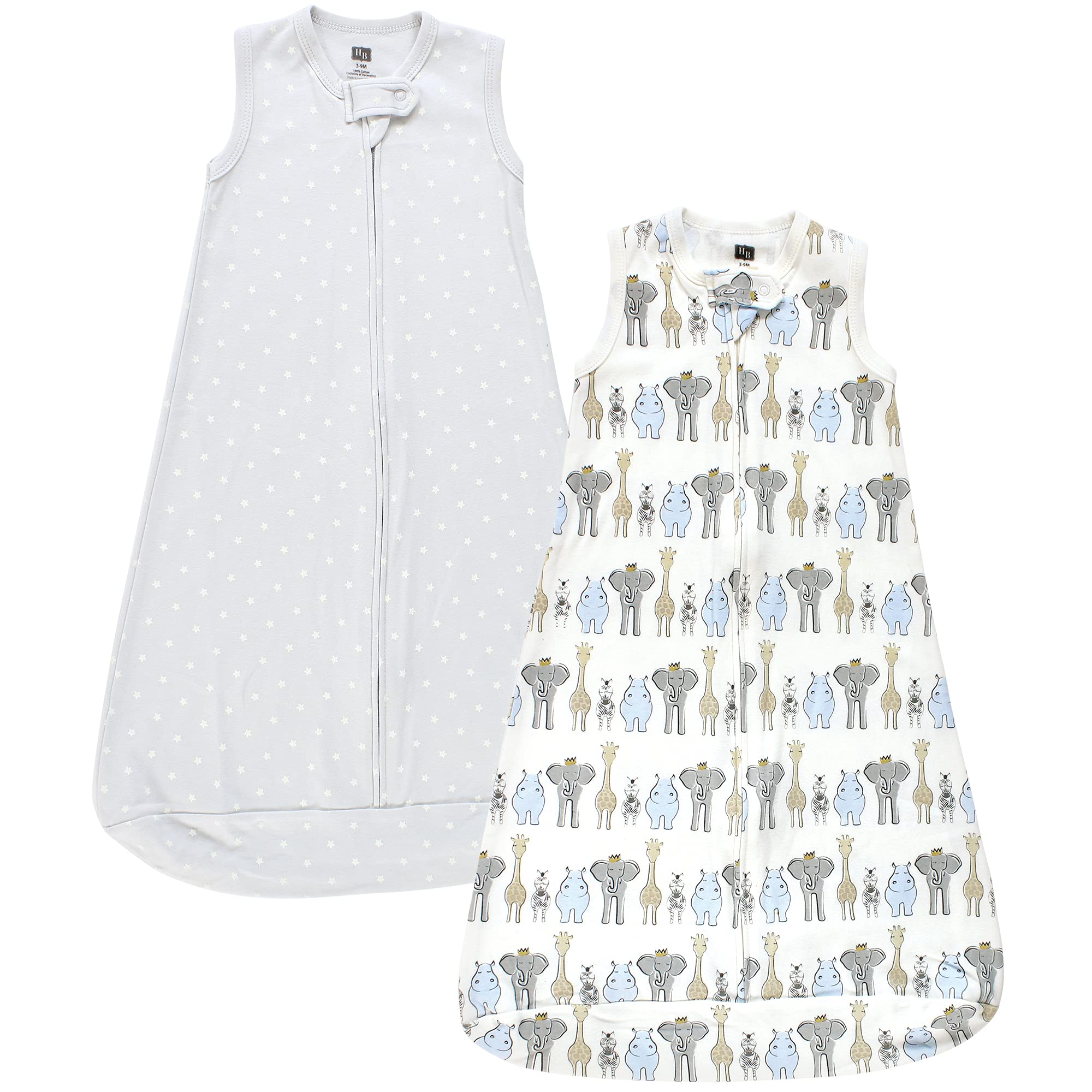 Hudson Baby Unisex Baby Interlock Cotton Sleeveless Sleeping Bag, Blue Royal Safari, 3-9 Months