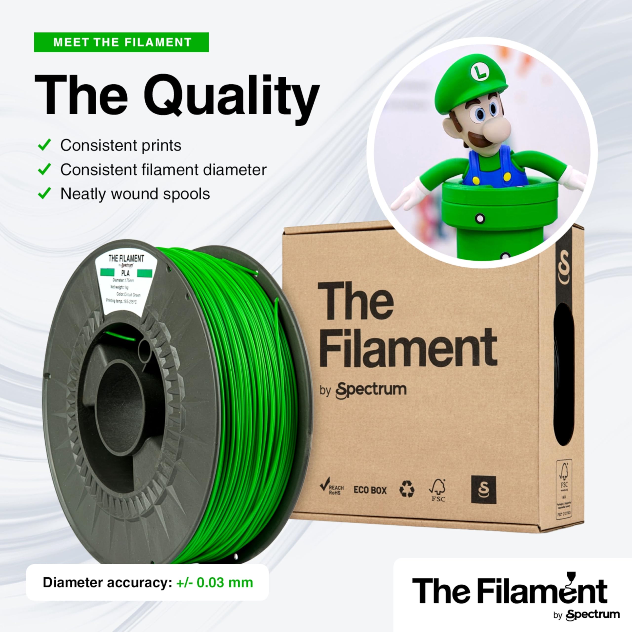 The Filament - Filamento ReFill PLA HS 1.75mm, GRID BEIGE, 1kg Spule, Materiali di stampa per stampanti 3D, 3D Printer Printing Materials