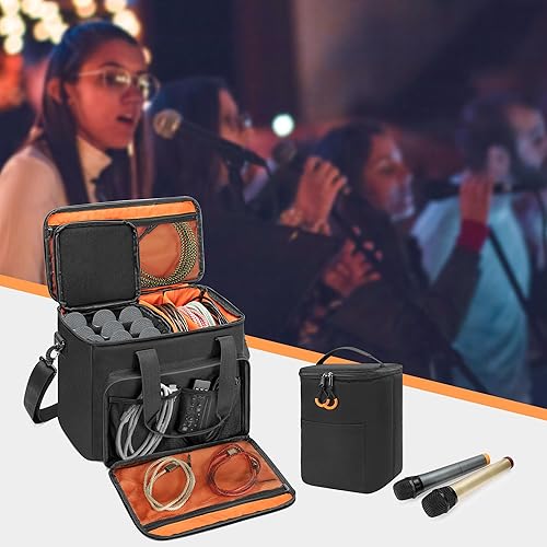 Miniatura 8 de Funda de micrófono inalámbrico con 9 ranuras, bolsa de viaje para sistema de micrófono de mano, funda de transporte para cantar, karaoke, fiesta
