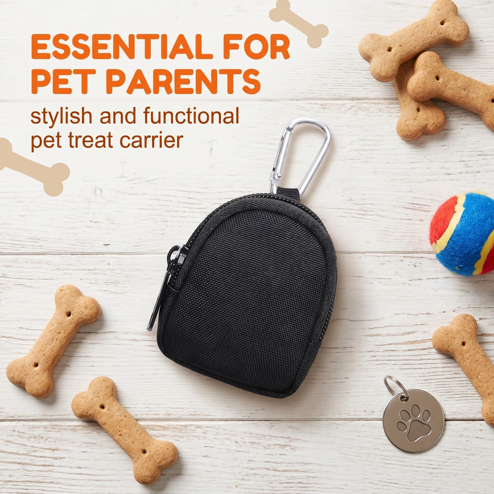 2 Pezzi Borsa Cane, Sacchetto Premietti Cane per Addestramento, Porta Snack per Cani con Clip da Cintura, Impermeabile e Portatile per Outdoor, Nero