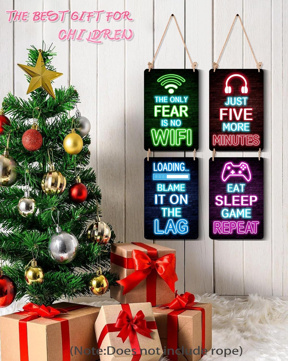 Drsoum Video Gamer Room Decor for Boys Gaming Wall Decor Neon Gaming Room Metal Sign 12 x 8 Inch Set of 4 - Gamer Wall Decor Teenage Boy Room Decor - Image 6