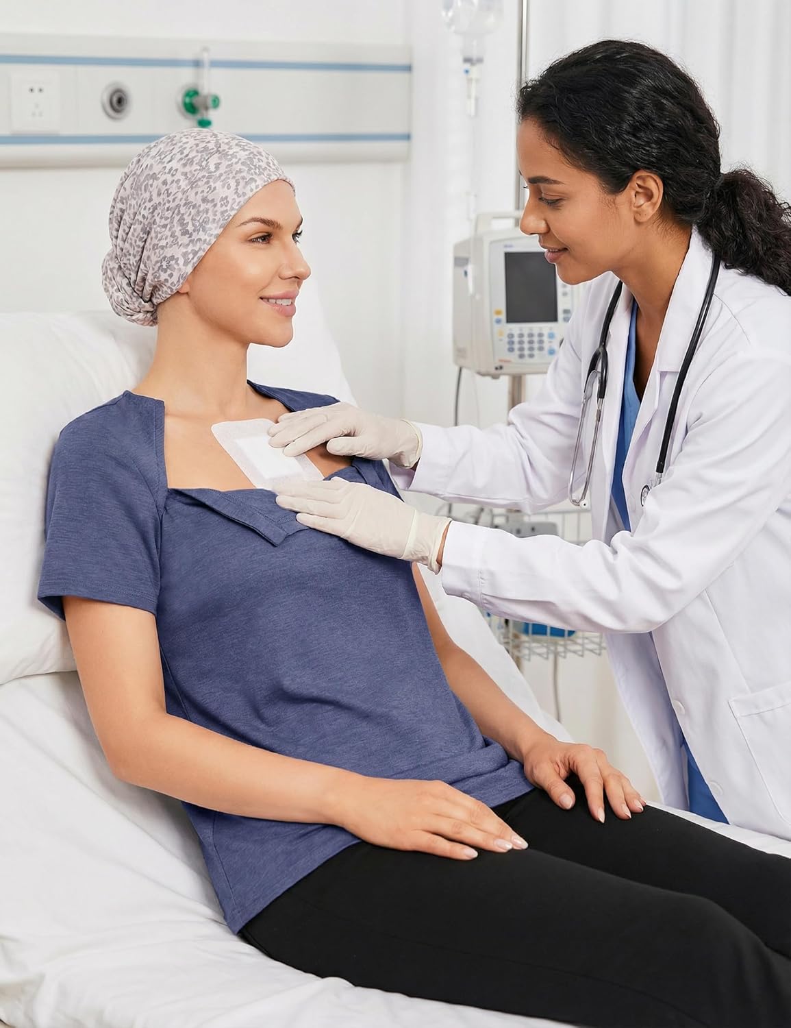 Deyeek Chemo Shirts for Port Access Women with 2 Hidden Side Zippers Post Surgery Short Sleeve Tear Away Adaptive Top Tees - Image 3