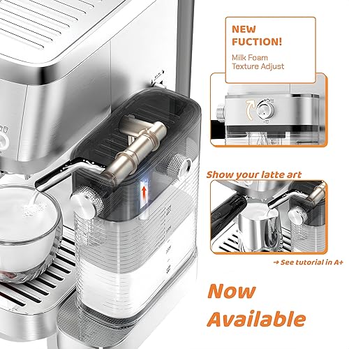 Miniatura 3 de MÁquina de café capuchino MAttinata con espumador de leche automático, máquina de espresso compacta con medidor de presión, máquina de capuchino de