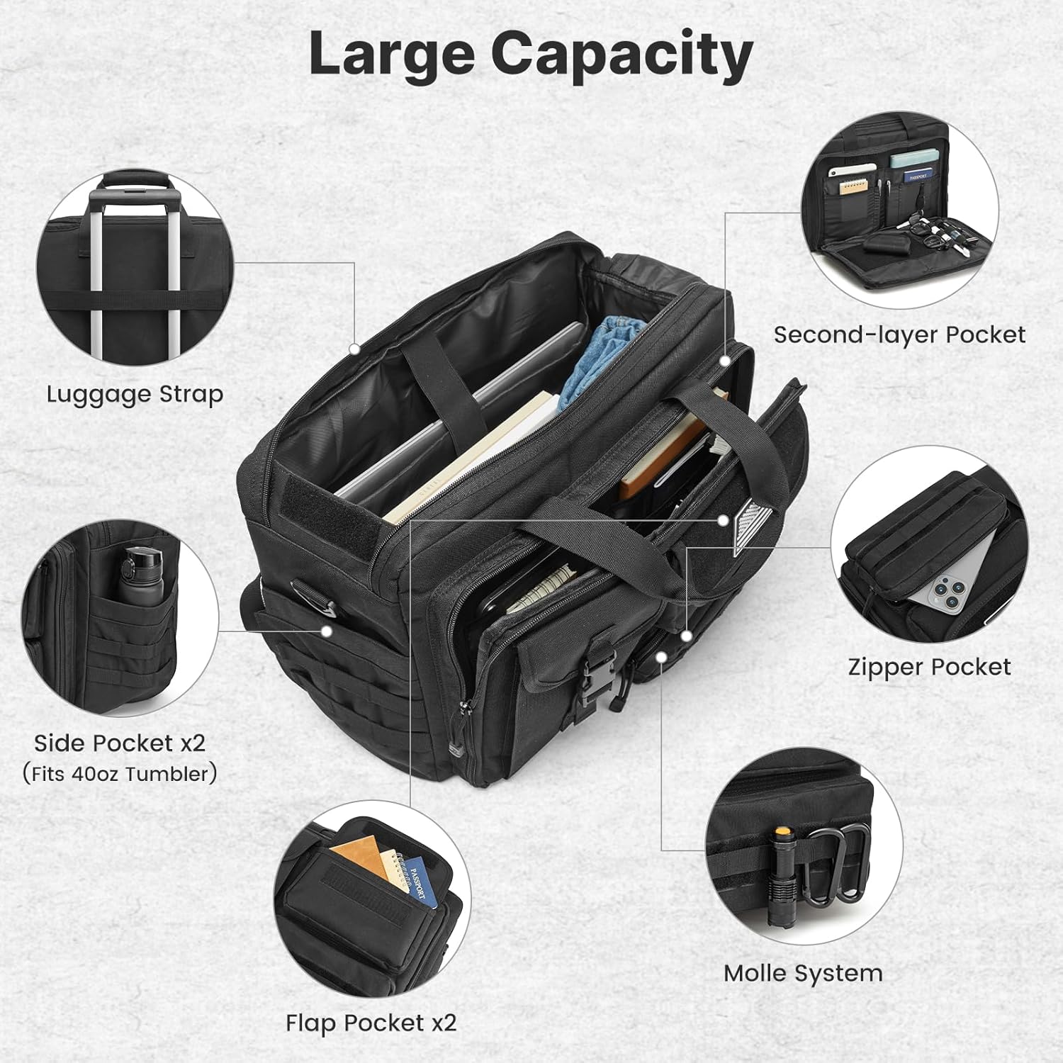 G4Free 17.3 Inch Laptop Messenger Bag for Men, 3-in-1 Backpack for Travel Work Weekender, Large Tactical Shoulder Bag - Image 5