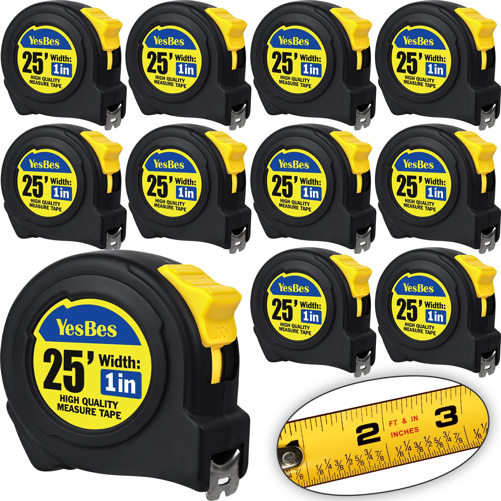 Tape Measure 25 ft, 10 Pack Bulk Easy Read Measuring Tape Retractable, Measurement Tape 25 FT by 1 in — Amazon image 9
