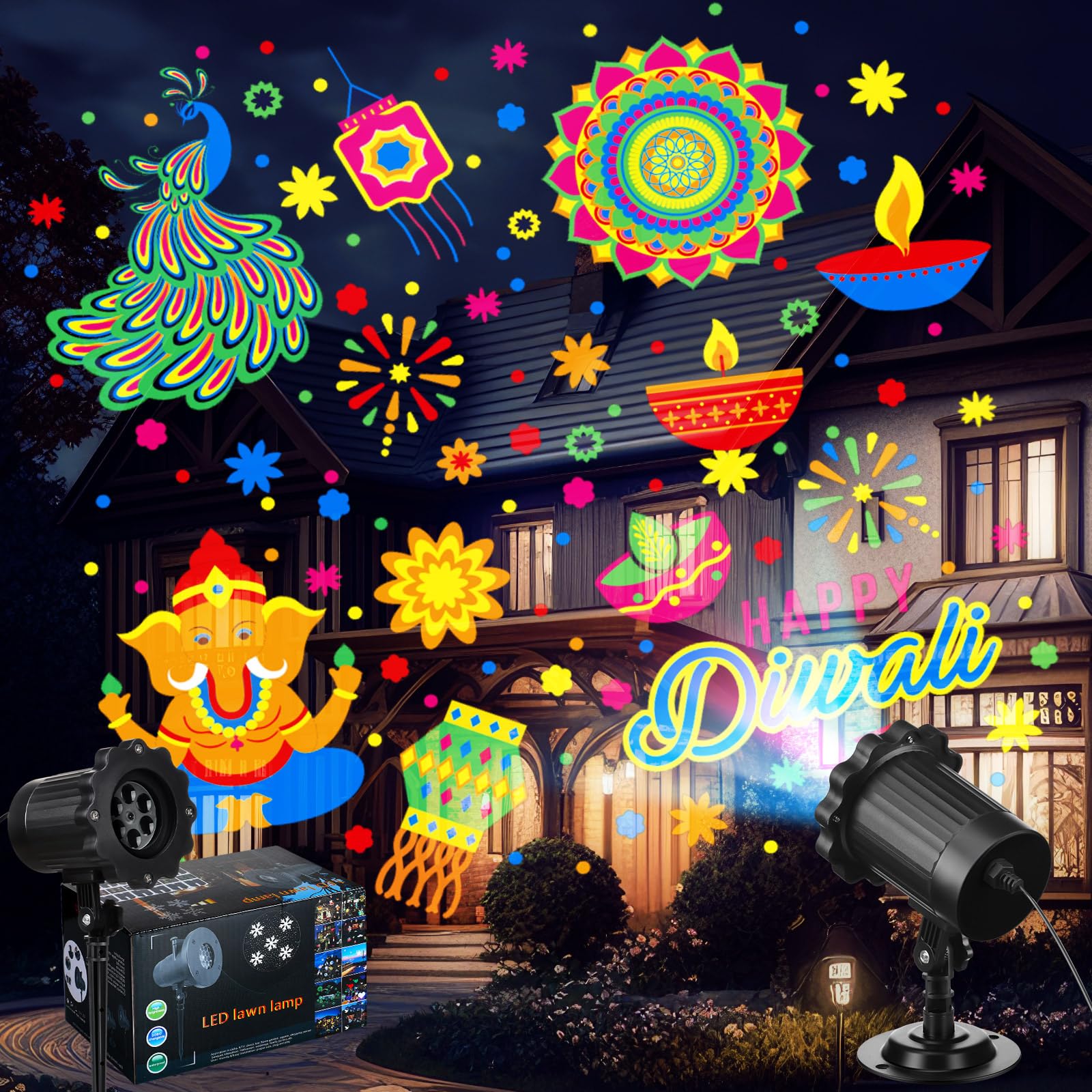 Amazon.com: Lingvee Happy Diwali Projector Lights Outdoor Festival