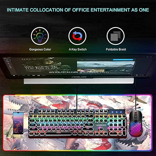 Miniatura 4 de Mouse Pads Sexy Anime Girl RGB Mouse Pad PC Gaming Large Mousepad XXL Mause Pad Rubber LED Backlit Mausepad Led Desk Mat 24 inch x12 inch