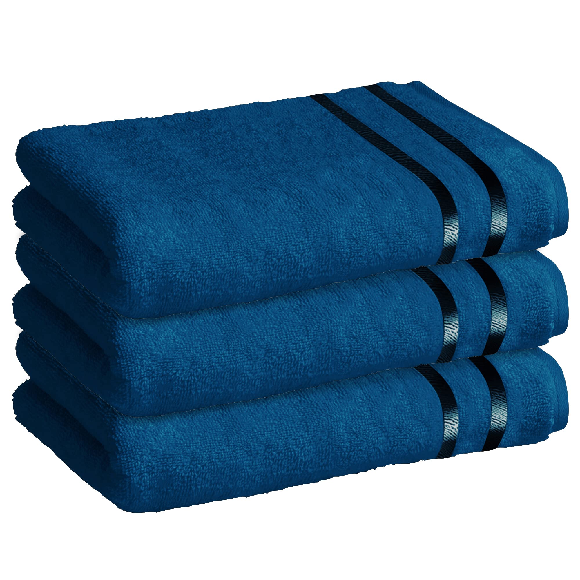 Blue Cotton Bath Towels - Soft & Absorbent -17