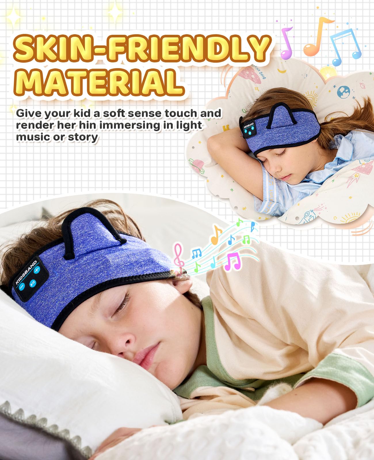 KIDSBAND Auriculares para niños, auriculares Bluetooth para niños con diadema ajustable, conector de 3,5 mm para la escuela, auriculares plegables para niñas y niños, tablet Kindle, teléfonos
