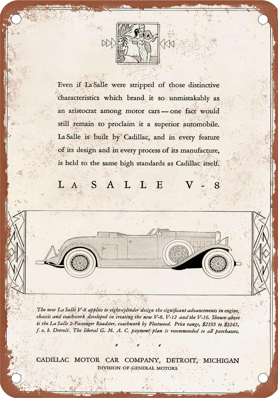 METAL SIGN - 1931 LaSalle Vintage Ad 03 - Old Retro Rusty Look home decor