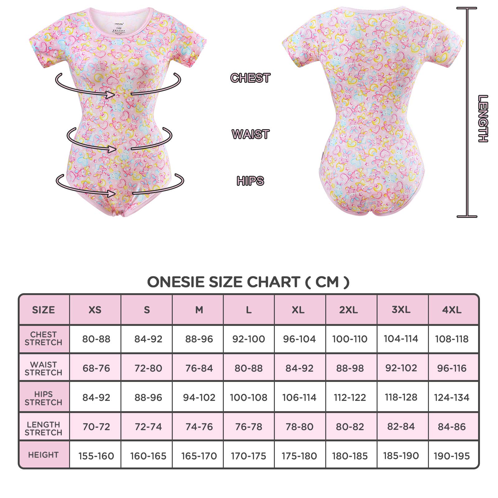 LittleForBig Bawełniany śpioszki Onesie Piżama Bodysuit-Bunny na dobranoc Różowy Onesie