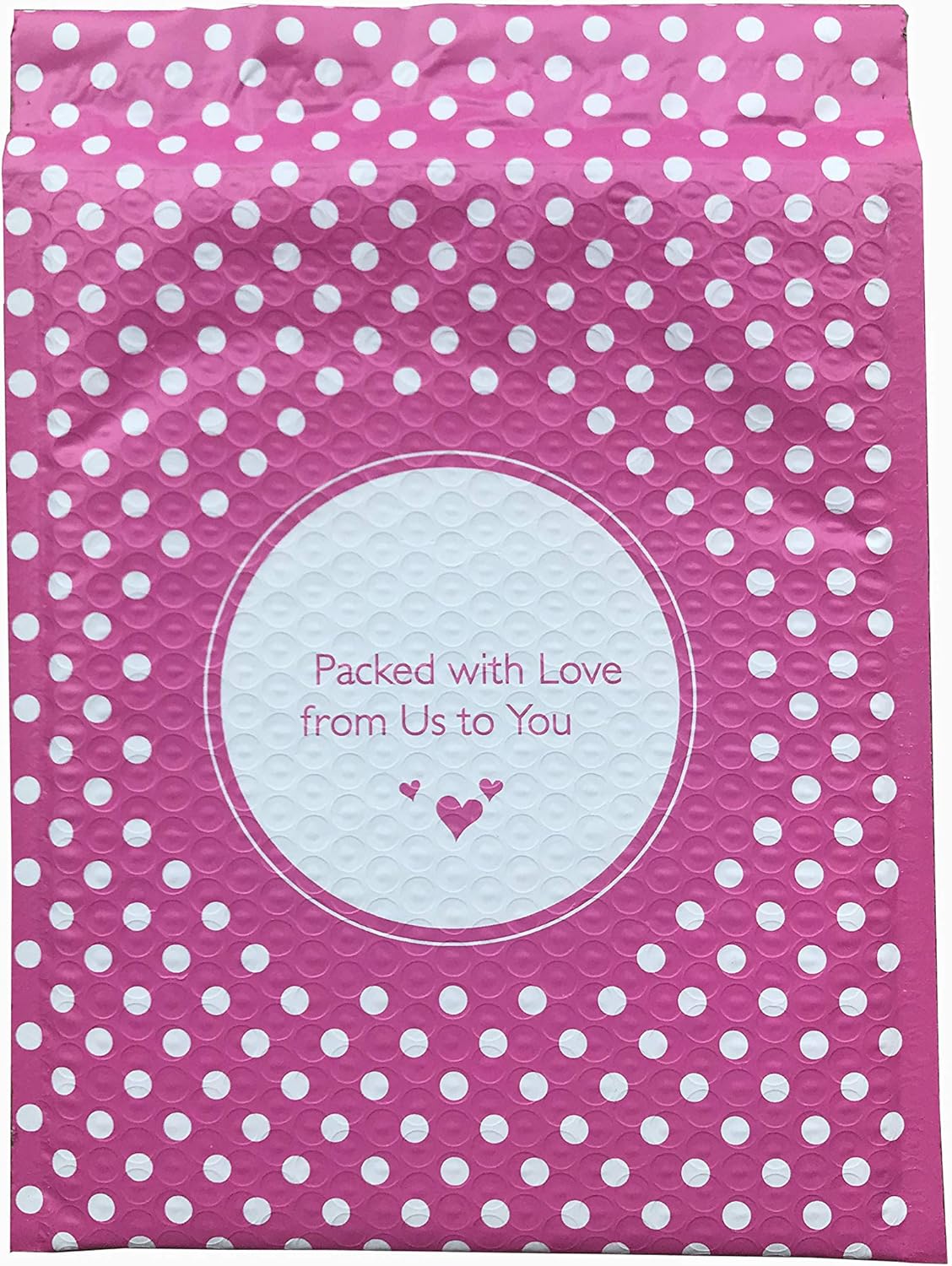 #2 Pink Dot (Packed with Love from Us to You) Poly Bubble Mailers 8.5x11 Padded Envelopes (100)