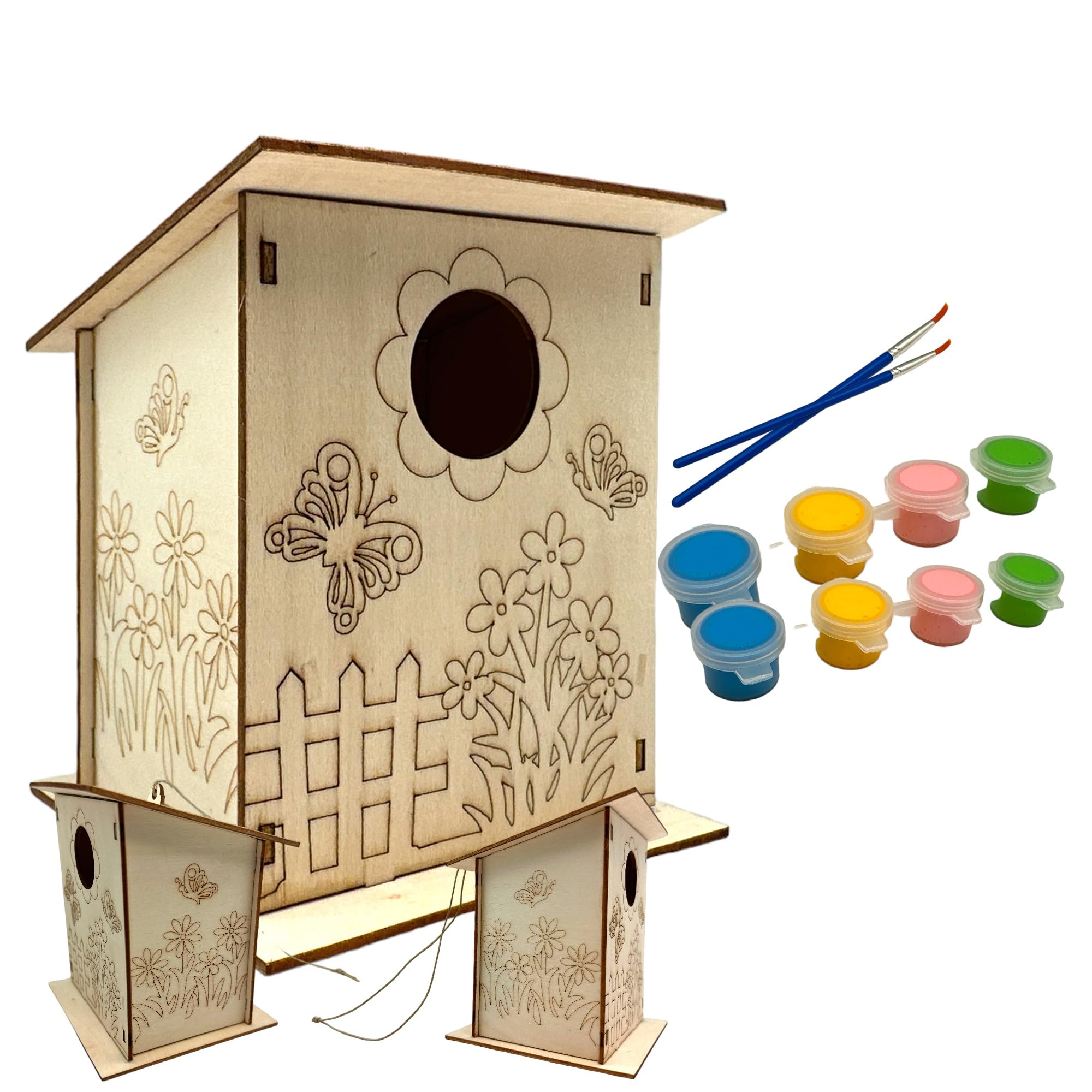Oojami Kit de manualidades de casa de pájaros de madera: 12 casas de pájaros sin terminar con pinturas y pincel, ideal para niños y adultos, es un gran regalo (bricolaje)