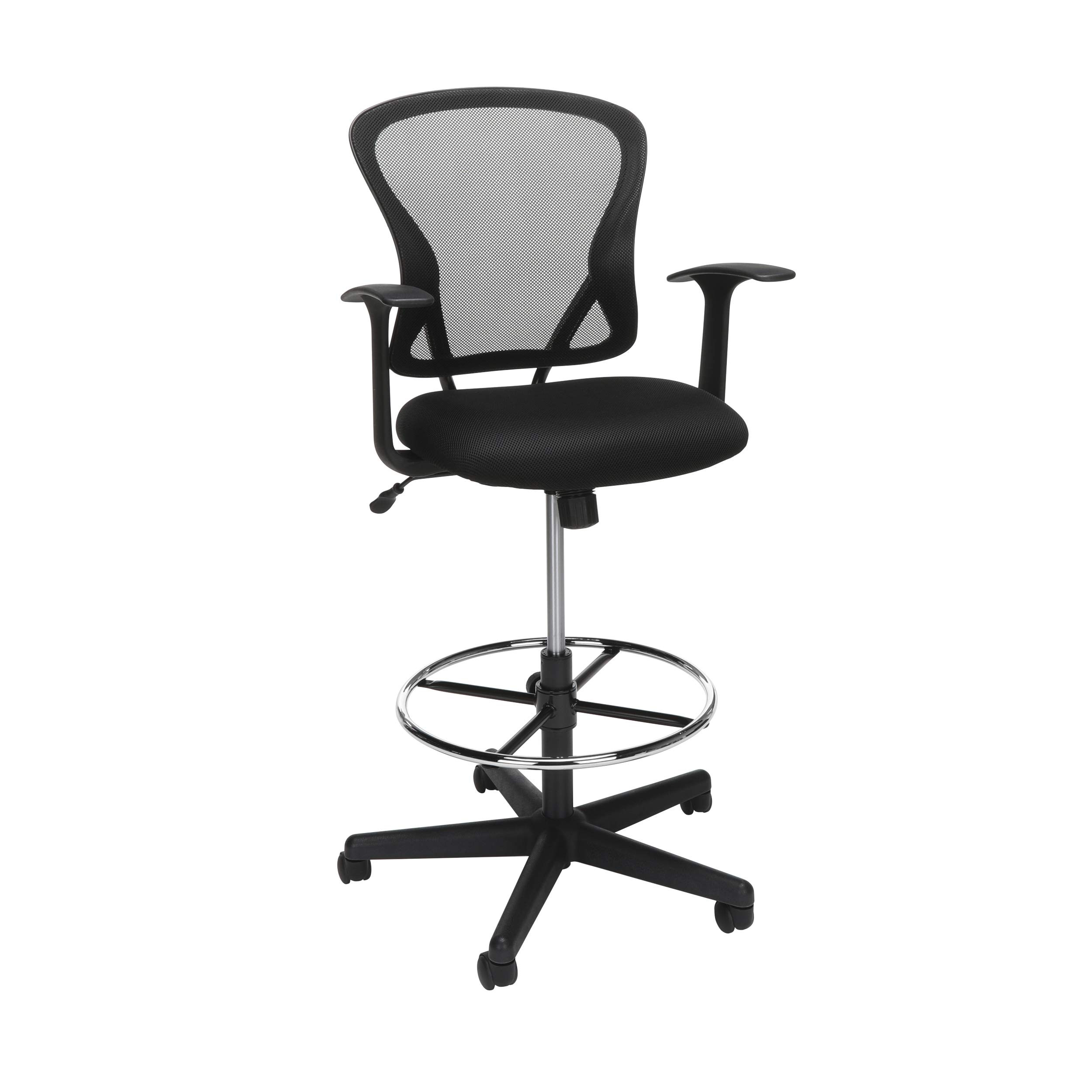 OFM ESS Collection Mid Back Mesh Chair, Drafting Stool, Black