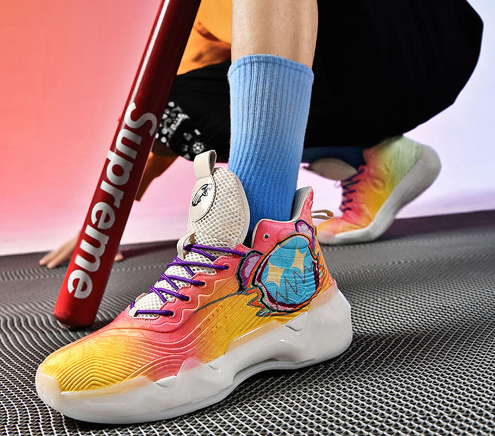 Zapatos De Baloncesto Masculinos Zapatos Deportivos De Fitness, Zapatos De Baloncesto Antideslizantes Zapatos De Baloncesto Masculinos Al Aire Libre(42 EU, Orange)