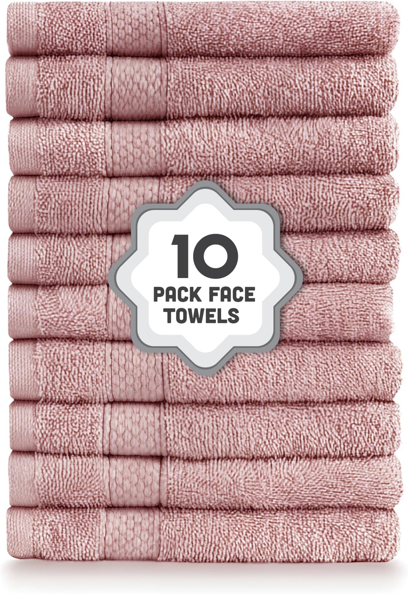 - ASSOS Elegant Bathroom Decor Set: Includes Face Towels - Perfect Apartment Essentials and Bathroom Accessories. (10 Pieces) Face Towels (Old Rose)