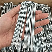 Jxrhy 100 Pack 6 Inch Heavy Duty Galvanized U-Shaped Garden Landscape Staples for Weed Barrier, Turf & Ground Cover
