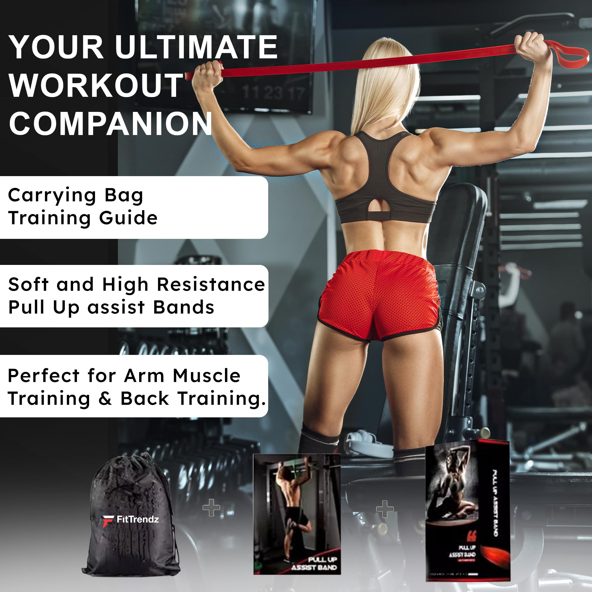 FitTrendz Widerstandsbänder - Naturlatex Pull Up Assist Bands - Workout Bands - Übungsbänder - Elastische Bänder - Home Gym Bänder für Krafttraining, Stretching, Muskelaufbau, Physiotherapie