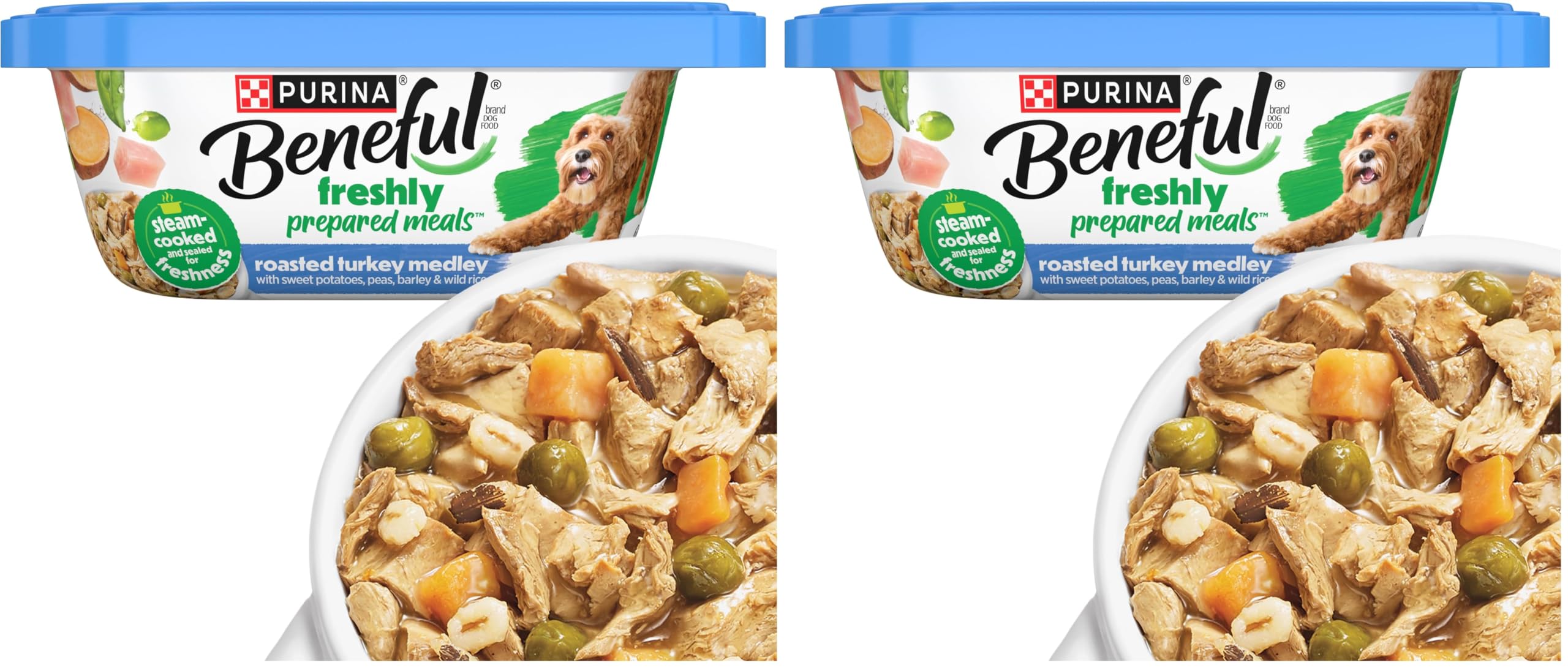 Beneful Purina Gravy Wet Dog Food, Prepared Meals Roasted Turkey Medley - (8) 10 oz. Tubs (Pack of 2)