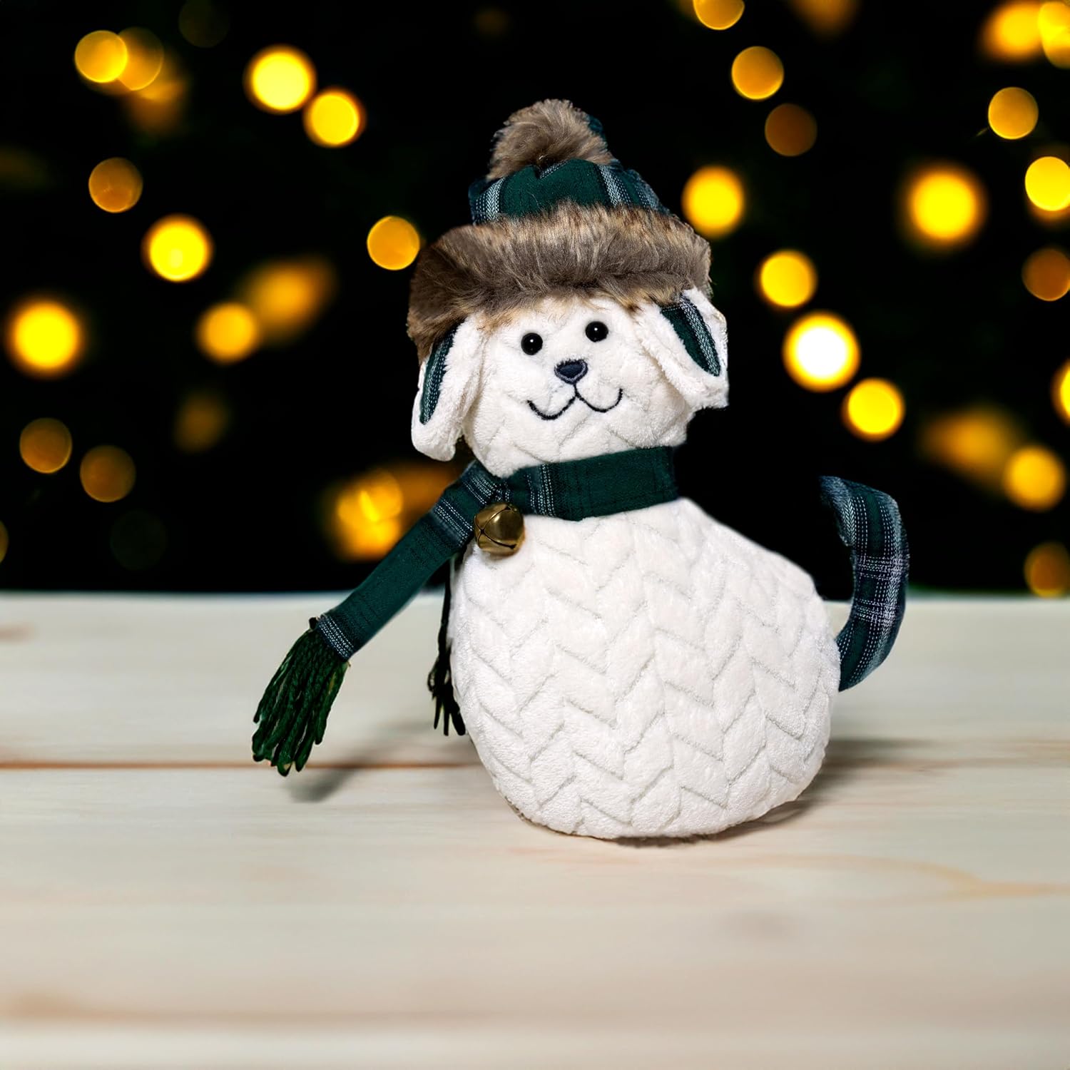 Pavilion - Cookie Dog - 13.5" Decorative Door Stopper Plaid Holiday Christmas Home Decor K9 Puppy Doggy Dog Lover Gift Present