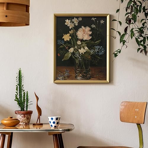 Miniatura 4 de Whaline 6 impresiones artísticas oscuras de galería botánica oscura para decoración de pared de academia oscura, peonía, pintura al óleo, póster