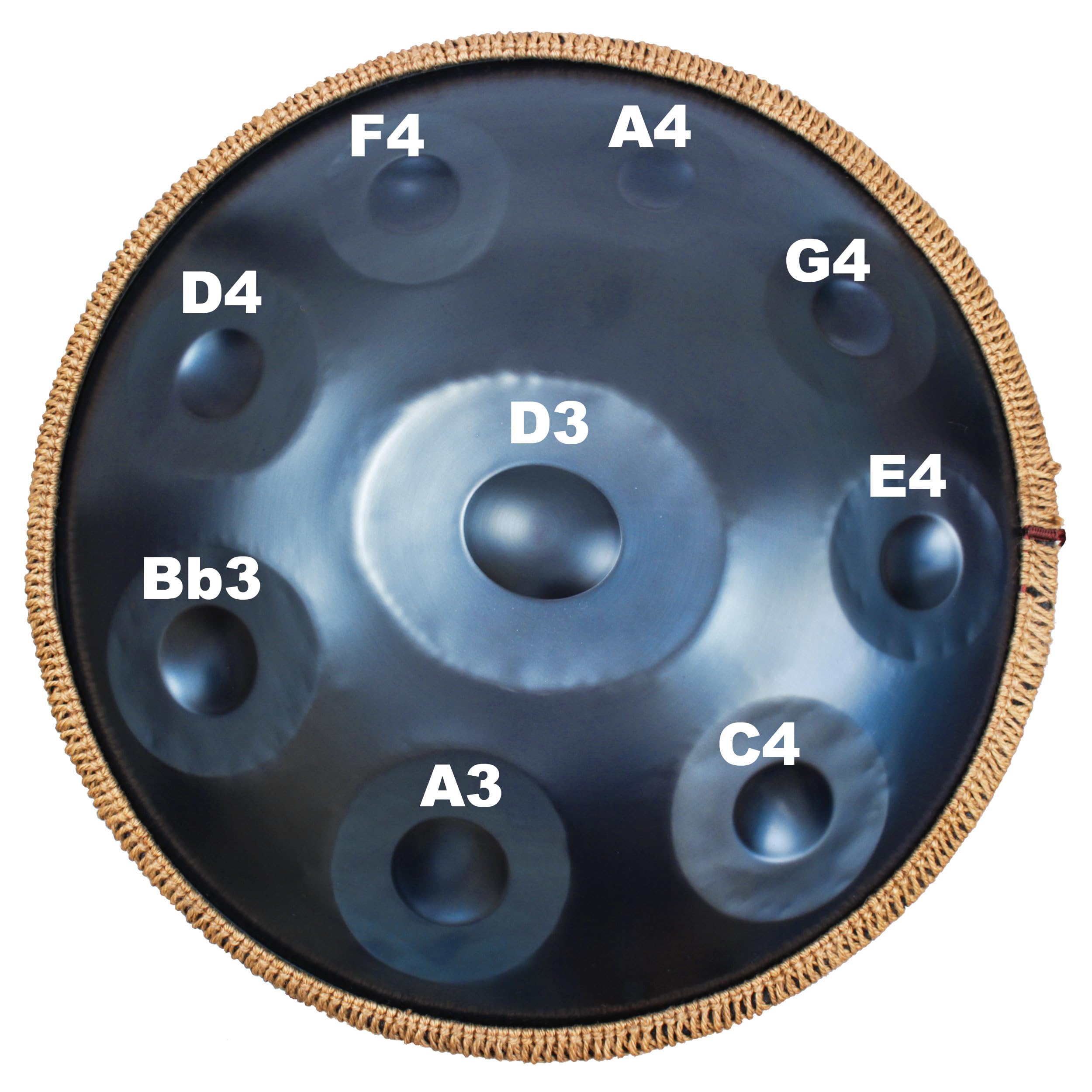 Blue Harmonic Handpan, tamburo a mano in D-Moll, 9 toni, 22 pollici, con custodia, percussioni per la guarigione del suono, meditazione personale, yoga
