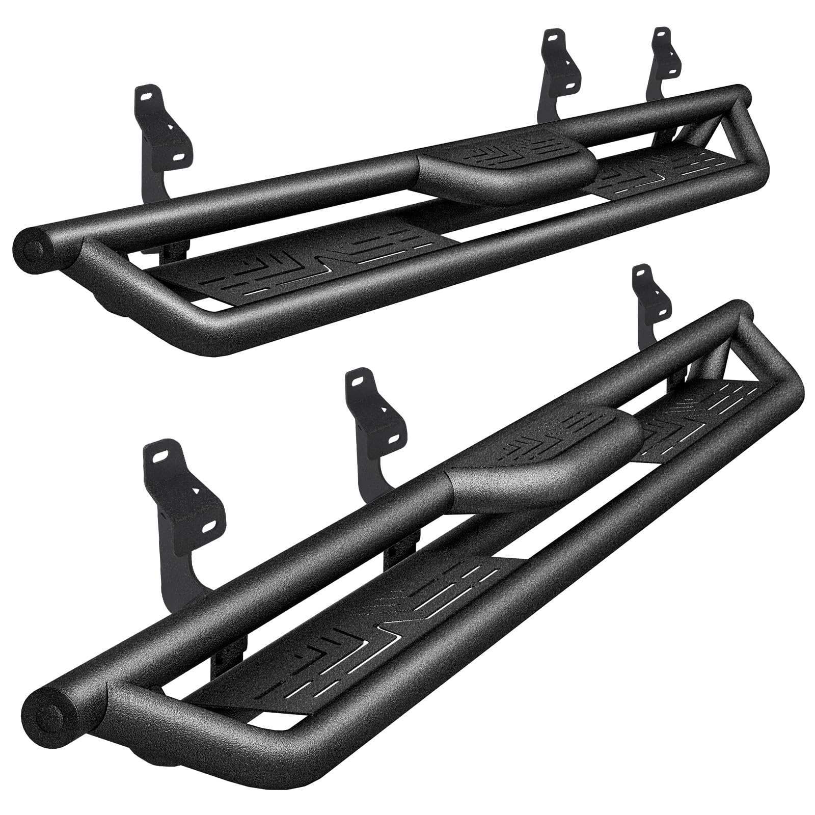 6" Running Boards for 2015-2025 Ford F-150 SuperCrew Cab 4-Doors 2017-2024 Ford F250 F350 Super Duty Crew Cab Black Carbon Steel Side Steps Nerf Bars
