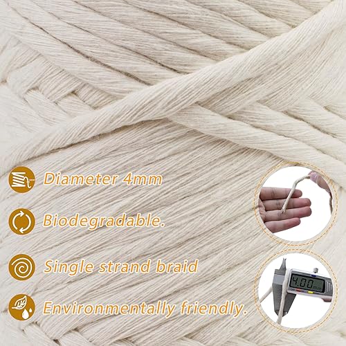 Miniatura 2 de CAMAL Cordón de macramé de 0.157 in x 109 yardas (328.1 ft), cuerda de algodón de color para tejer, manualidades, colgar en la pared, proyectos