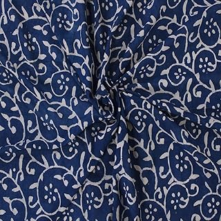Trade Star 100% Cotton Fabric by The Yard 3 Yard Indigo Fabric Hand Bloc...