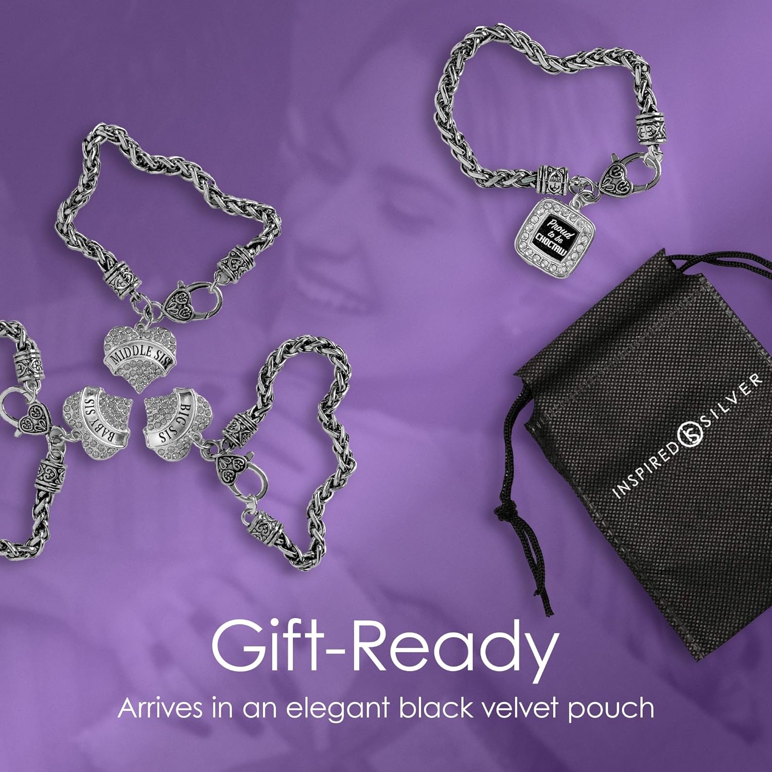 Inspired Silver - Silver Square Charm Bracelet with Cubic Zirconia Jewelry - Image 6