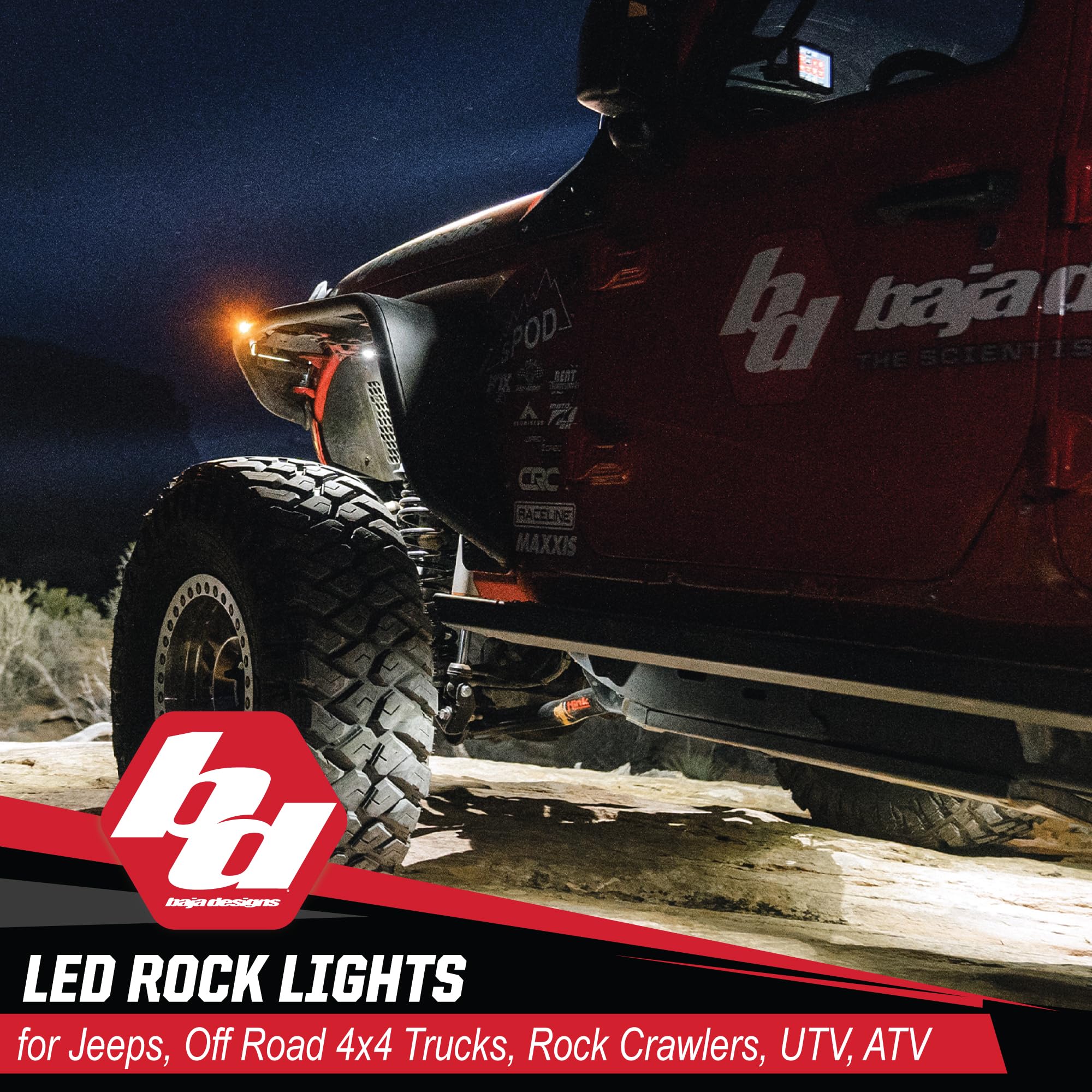 Baja Designs Kit luci LED Rock - 4 pz. LED con cablaggio (bianco)