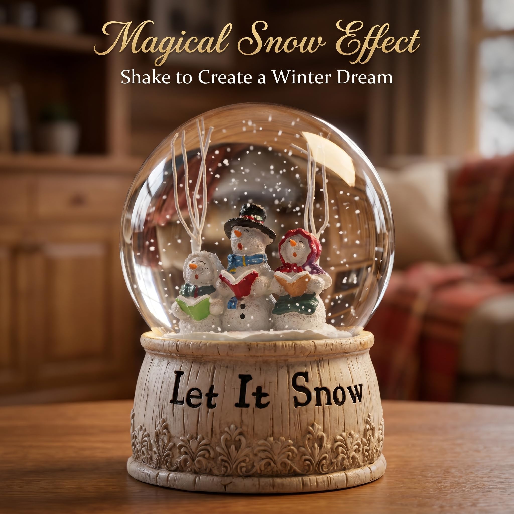 Topadorn Musical Snow Globe with Snowman and Glittering Snowfall