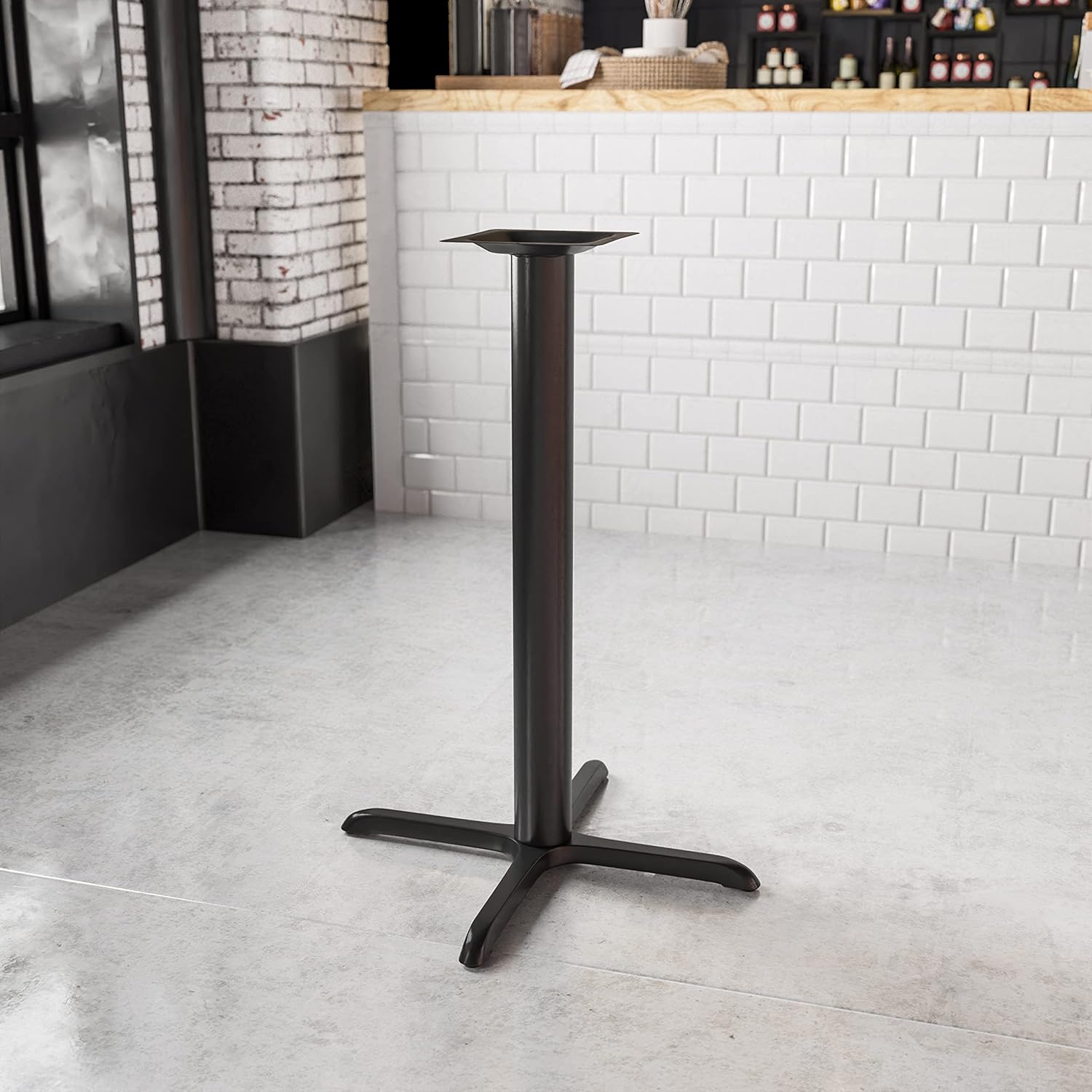 flash furniture beverly 23.75x30 restaurant table x-base with 4'' dia. bar height column black